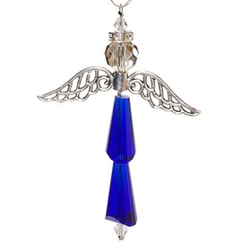 Guardian Angel Car Charms - Crystal Angel Charm for Protection, Happiness, Faith and Love - Crystal Car Hanging Ornament - Guardian Angel Car & Windows - Ideal Guardian Angel Gifts-September Sapphire