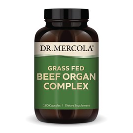Dr Mercola Suplemento dietético Complejo de órganos de res alimentado con pasto, 30 porciones (180 cápsulas), sin OMG, sin gluten, sin soja