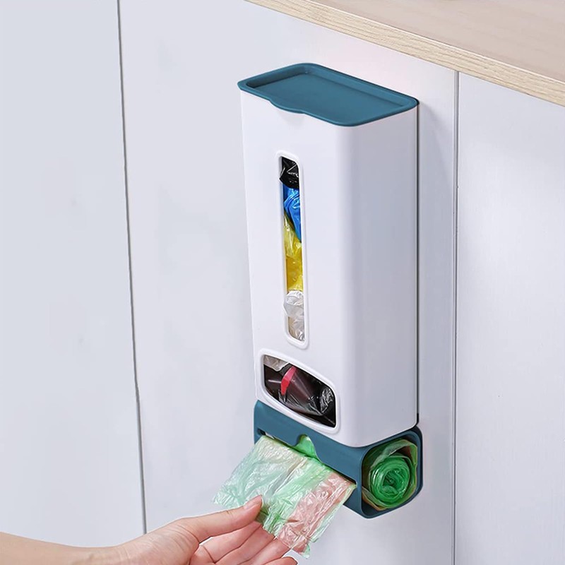 Plastic Bag Dispenser, Wall Mounted Plastic Garbage Bag Organiser, Garbage