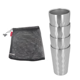 4 Pcs 350ml Outdoor Camping Portable 304 Stainless Steel Water Mug Set Stacking Travel Mug