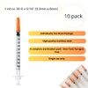 Pack of 10pcs 1ml/cc 30G 5/16" (8 mm) Plastic Tube,