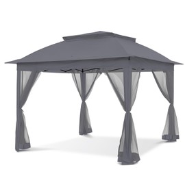 COOS BAY 11x11 Pop-Up Instant Gazebo Tent with Mosquito Netting Outdoor Canopy Shelter with 121 Square Feet of Shade (Dark Gray)
