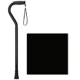 NOVA Heavy Duty Walking Cane with Offset Handle, 500 lb. Weight Capacity, Lightweight Adjustable Walking Stick with Carrying Strap, Black