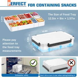 Chilled Portable Snackle Box Container with Reusable Ice Pack Bonus Insulated Bag 12 Compartment Divided Serving Tray Summer Beach Essentials for Charcuterie Snack Road Trip Picnic Keep Food Fresh