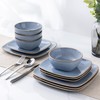 AmorArc Ceramic Dinnerware Sets for 4, 12 Pieces Square Handpainted