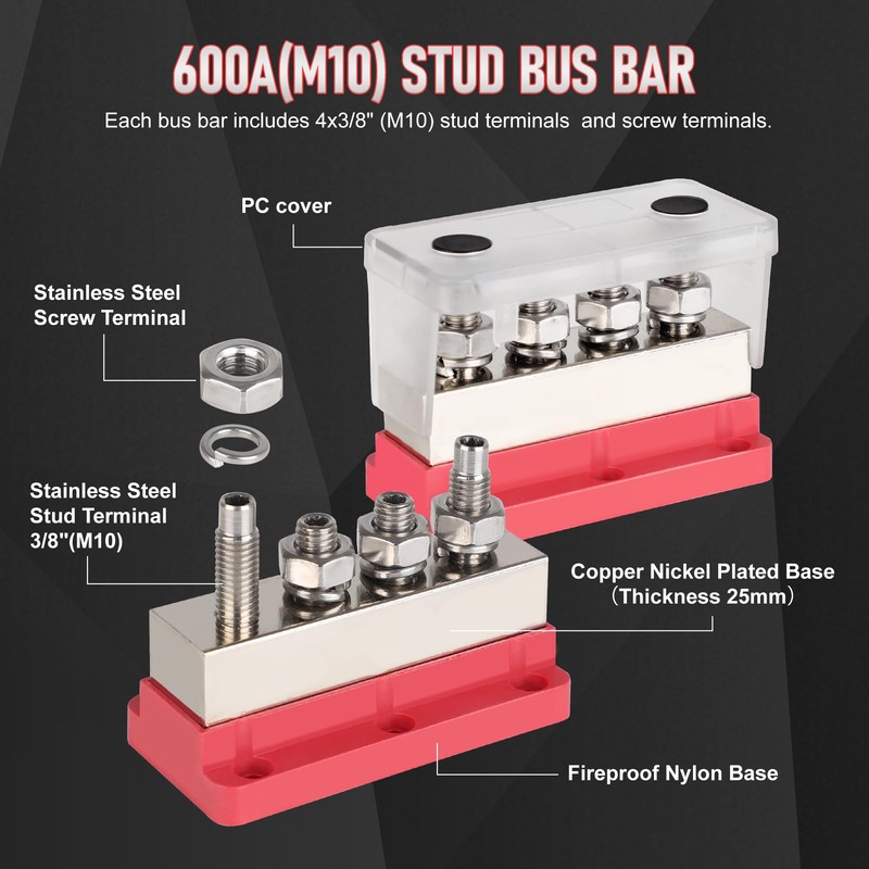 CNSPEED 600A Power Distribution Block 12V Bus Bar Terminal Block