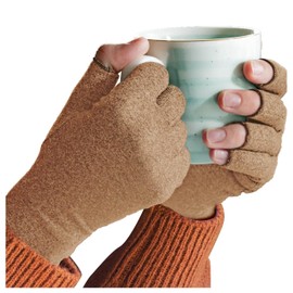 Sparthos Arthritis Hand Compression Gloves - Helps With Carpal Tunnel & Rheumatoid Artritis Pain - Support Your Hands While Typing - Fingerless Circulation Glove - Fits Men & Women (Beige - Small)