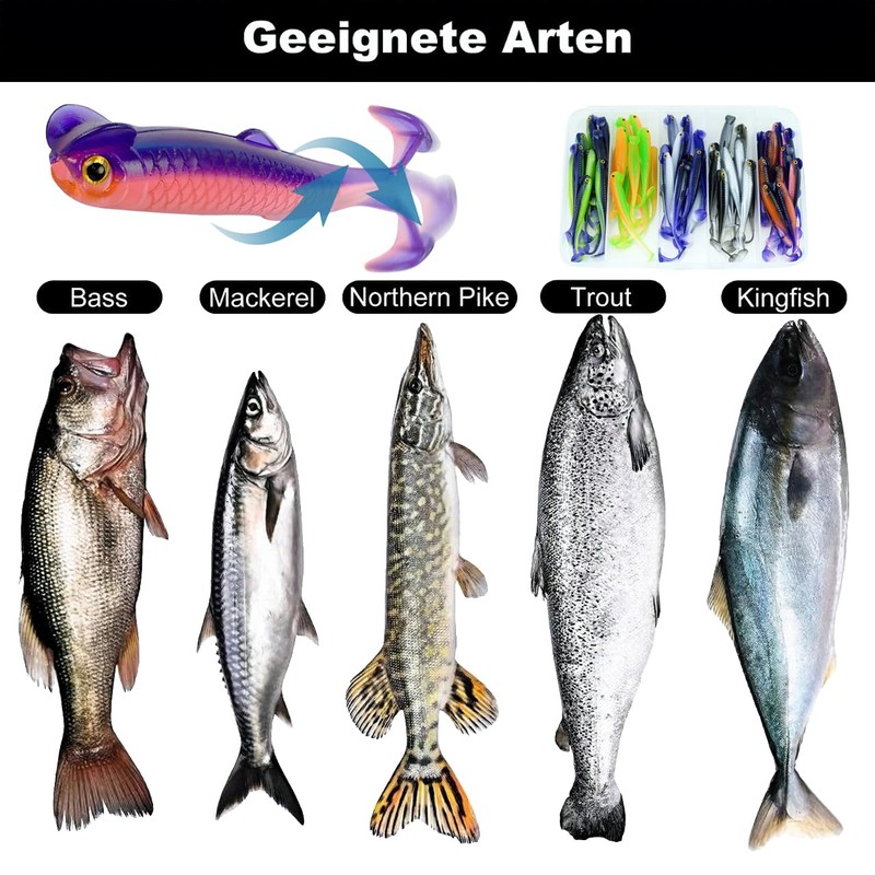 LURESMEOW Fishing Soft Plastic Lures, Paddle Tail Swim Baits for