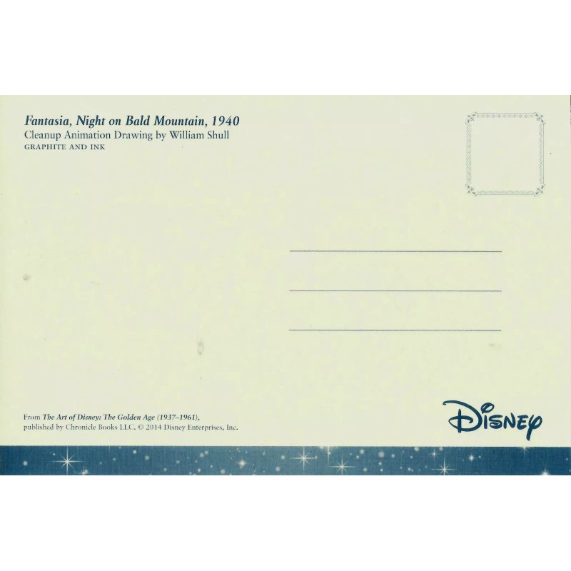 FANTASIA, NIGHT ON BALD MOUNTAIN, CLEANUP ANIMATION DRAWING. NICE POSTCARD