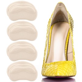 Sibba 4 Pairs Heel Cushion Pads, Heel Grips Inserts for Boots Loose Shoes Too Big, Anti Blister Shoe Liners Heel Protectors, Reusable Heel Guards Liners for Women Men, Improve Shoe Fit (Nude)