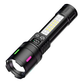 CAMPSLE Led Hand Flashlight Torch | Cob Side Light 9 Modes Led Torch | Fast Charging, Zoomable, Ipx4 Waterproof, Powerful Flashlight Torch for Dog Walking, Camping, Fishing, Breakdowns, Emergencies.