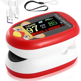 Oximetro pediatrico, oximetro digital recargable, puede monitorear la saturación de oxígeno en sangre, frecuencia del pulso y PI al mismo tiempo,...  