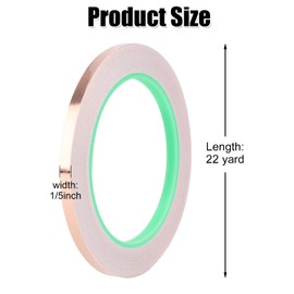 XIHIRCD 2 Rolls Copper Foil Tape, 0.5 cm Wide Copper Foil Tape, Double-Sided Conductive Tape with Plastic Scraper for Stained Glass, Electrical Repair Paper, Circuits, Crafts