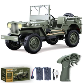 Authticar RC Crawlers, 1:10 Scale D888 Willys Military Jeep, 2.4Ghz 4WD Off Road Rock Crawler Vehicle with Lights All Terrain Electric RC Jeep Toy for Adult Kids Boys