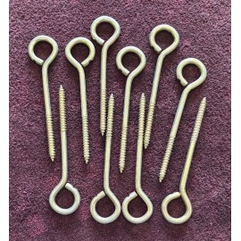 Channel Master 9673 Lot of 10 Eye Lag Screws 5" Overall Length 3/16" Shank Diam