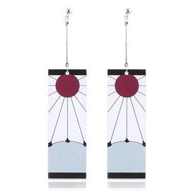 KitsKap Tanjiro Earrings Hanafuda Tanjiro Cosplay Earrings Anime Jewelry Accessories (Drop)