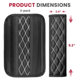 2 PCS Car Seat Belt Cover Pads, Soft Leather Safety Belt Shoulder Pads for a More Comfortable Driving, Universal Seatbelt Cushion Strap Protector for Car Truck SUV (Black & White)