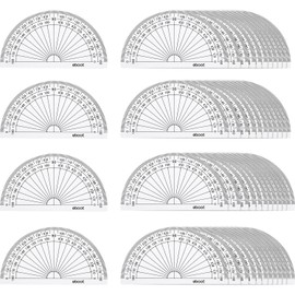 EBOOT 50 Pcs Math Protractors Plastic Protractor 180 Degrees, 4 Inches(Clear)