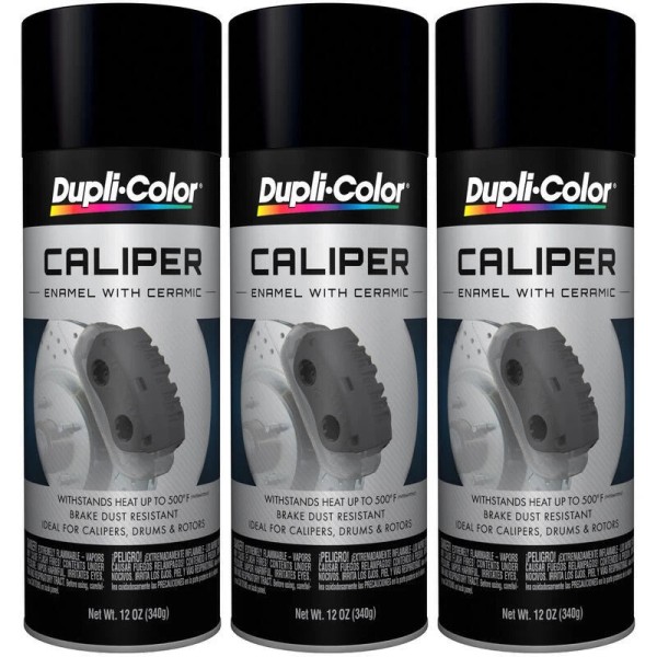 Duplicolor BCP105 (3-Pack), Matte Black Caliper Enamel Paint, 12oz Aerosol