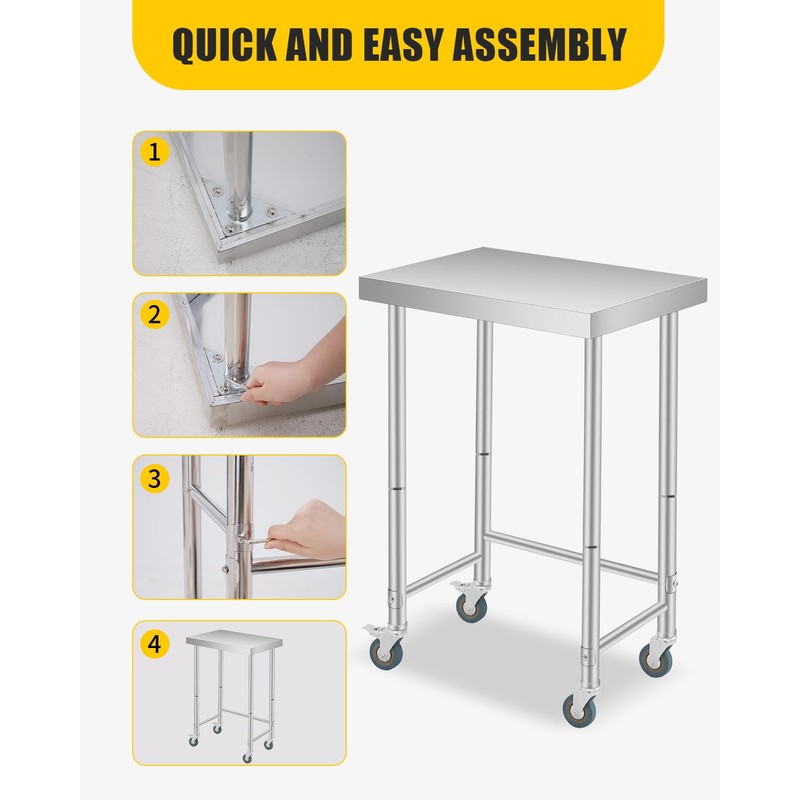 Garvee Stainless Steel Work Table 18x32 in, Stainless Steel Kitchen