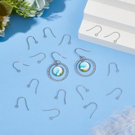 UNICRAFTALE 300Pcs Ear Wires 316L Surgical Stainless Steel Earring Hooks Metal Ear Wire with Horizontal Loop Earring Supplies for DIY Earring Jewelry Making 2mm Hole