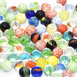 SHENSAIGO Pack of 100 Glass Marbles, Small Glass Marbles, 16 mm Colourful Marbles, Glass Balls, Colourful Cat's Eye Glass Marbles for Marble Game, Marble Run, Marble Runs, Vases, Plant Decoration (1)