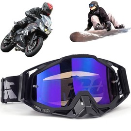 Motocross Goggles Windproof Dustproof Motocross Goggles Ski Goggles Dirt Bike Cross Goggles Anti Fog UV Ski Goggles Off Road Racing Driving Glasses for Cycling Cross Country Racing ATV UTV Grey Blue