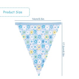 Rumyve Triangle Bunting Banner,Fabric Hanging Flag,Cloth Garland Floral Pennants Decoration for Birthday Party Anniversary Festivals Garden Home Decor(Blue)