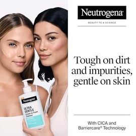Neutrogena Limpiador Facial Ultra Suave de Crema a Espuma para Piel Sensible, Limpiador Facial Suave Sin Fragancia, Cuidado de la Piel Hipoalergénico,