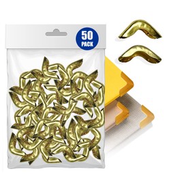 Performore Vintage Brass Corner Protector Set 50-Pack Decorative Gold-Tone Hollow Metal Guards Book Scrapbook Album Edge Covers DIY Notebook & Photobook Accessories