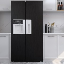 LACHEERY LACHEERY Brushed Black Contact Paper Peel and Stick Black Stainless Steel Contact Paper for Appliances Thick Metallic Wallpaper Roll for Refrigerator Kitchen Bathroom Cabinets Stove Vinyl 15.8"x80"