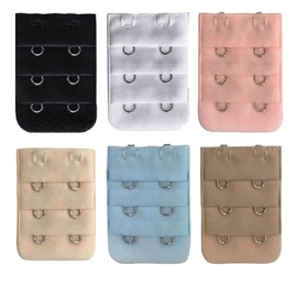 [Big Hashi] Bra Extension Hooks, 6 Colors Set, 3 Layers, 2 Columns, For Under Size Adjustment, Black, White, Pink, Beige, Light Blue, Brown