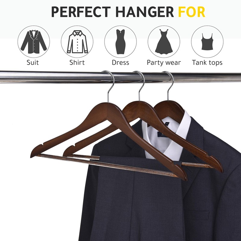 Quality Wooden Hangers - Slightly Curved Hanger 10 Pack Sets
