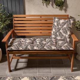 OHS 2 Seater Bench Seat Pad Leaf Print Garden Bench Cushion, Soft Comfy Outdoor Furniture Cushions Waterproof Bench Pad For Patio or Dining, Monochrome-110x40cm
