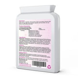 PharmaFlora 10 Billion CFU- 60 Vegan Targeted Capsules - High-strength Multi-strain Active Live Bacteria Complex - Acidophilus -Bifidobacterium - Streptococcus -Thermophilus - UK Manufacture