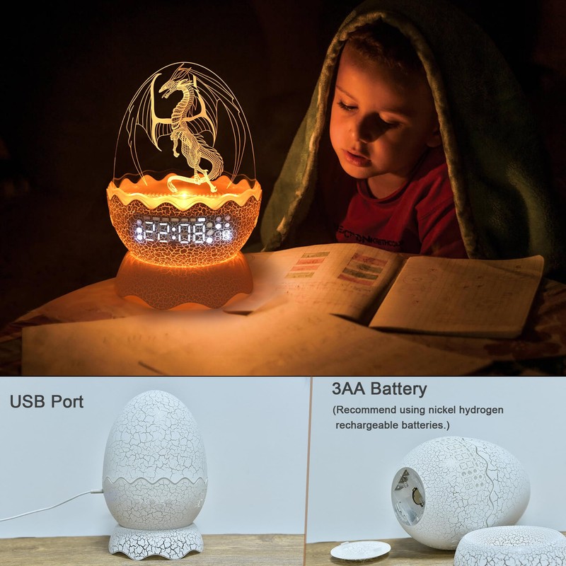 Unique Dragon Egg Digital Clock Ok to Wake Up Alarm