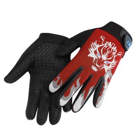 Kid’s Cycling Gloves Non-skid Full Fingers Gloves for Kids 5-10 Years Old Boys Girls Warm Sports Mitten Gloves for Cycling Skiing Running Biking (red)