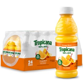 Tropicana 100% Juice Orange Blend, Single Serve, 10 fl oz Bottles (Pack of 24) - Real Fruit Juice, Vitamin C Rich, No Added Sugars, No Artificial Flavors