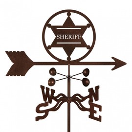 EZ Vane Sheriff Badge Weathervane — Garden Mount, Wind Cups, Antique Copper Finish, Steel with Durable Triple Powder Coating, Handcrafted in USA