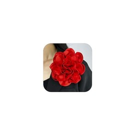 Dainty Satin Fabric Rose Flower Large Big Brooches Pins Silk Camellia Flower Oversized Brooch Pin for Women Wedding Party Dance Dress Accessories Jewelry Gifts (red)