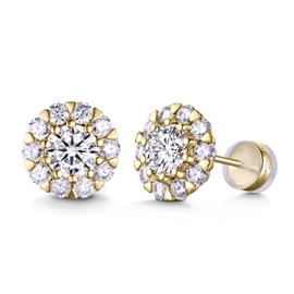 Moissanite Stud Earrings, Flower Earrings 18K Gold 1.7 Carat 925 Sterling Silver Stud Earrings for Women（D Color VVSI）, Sterling Silver, Moissanite