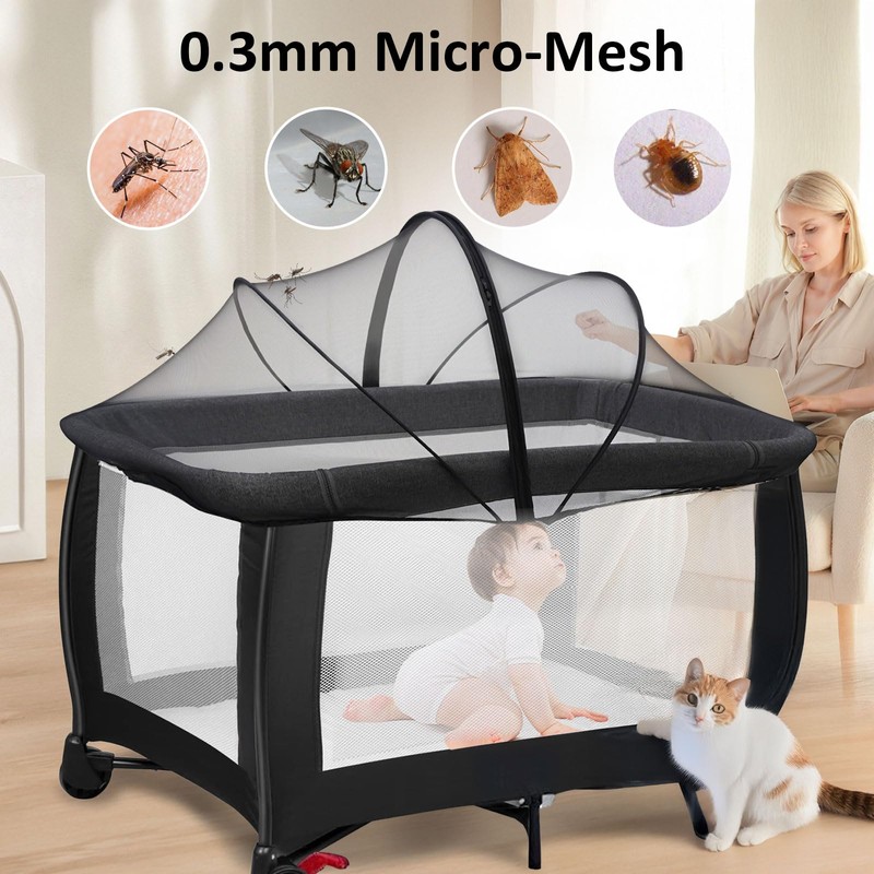 Travel Crib Tent, Pack and Play Mosquito Net Cover with