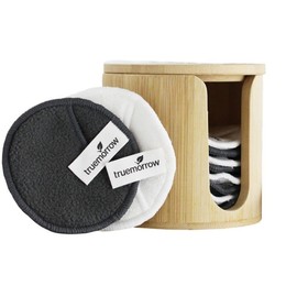 truemorrow Washable make-up pads with elegant bamboo box and wash bag, super soft, skin-friendly, sustainable, 10 reusable cotton pads for make-up removal, make-up wipes for all skin types