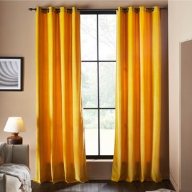 Deco Window Semi-Blackout Curtains for Bedroom 90 Inch Long for Room Darkening & Living Room Decor (Yellow, 52 Inch Wide x 90 Inch Height, 2 Panels)
