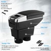 RULLINE Car Armrest Console Storage Box Rotatable Black Leather Center