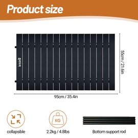 Aluminum Alloy Steel Collapsible Board Desktop Folding Table for Garden Cart Foldable Wagon Heavy Duty Foldable Metal Outdoor Camping 37.4x21.6 inch (Black)