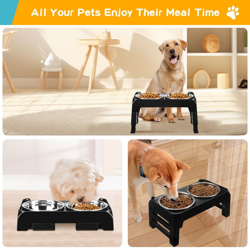 COMESOON Elevated Dog Bowls for Small Medium Dogs, 3 Height
