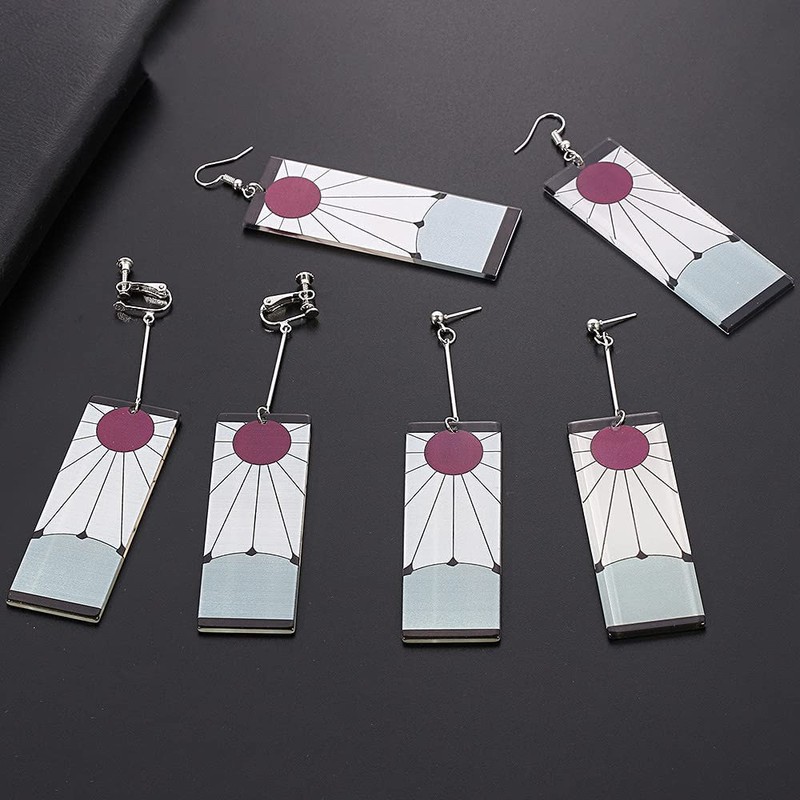 KitsKap Tanjiro Earrings Hanafuda Tanjiro Cosplay Earrings Anime Jewelry Accessories