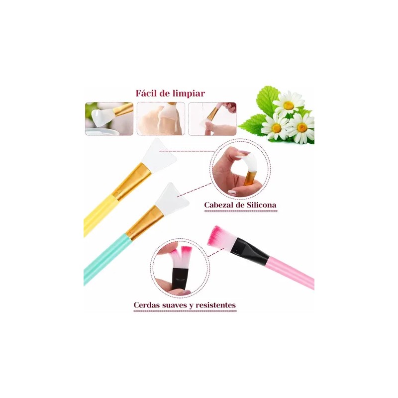 11 Pzs Kit Preparación Mascarilla Facial Bowl Brochas Frasco