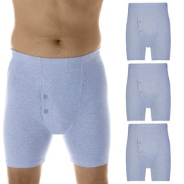 Wearever 3-Pack Men's Gray Regular Absorbency Washable Reusable Incontinence Boxer Briefs 2XL (Waist 44-45)